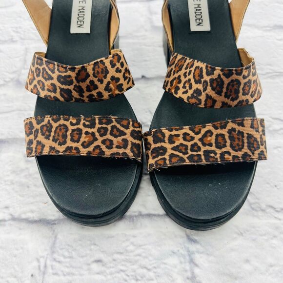 Steve Madden Haidar Cheetah Platform Chunky Sandals Women's 6.5 Soho Lug Sole - Picture 3 of 11